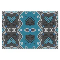 Teal and Grey Vintage Elegant Rhinestones Pattern Tissue Paper