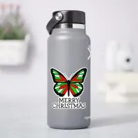 Merry Christmas Red and Green Butterfly  Sticker