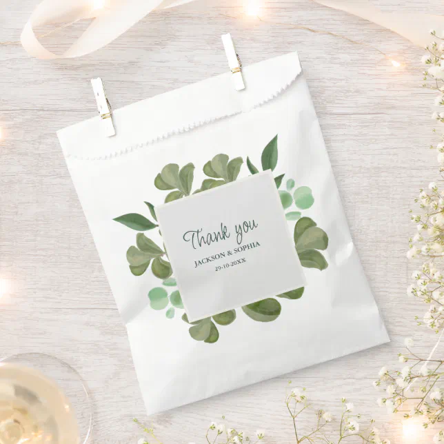 Emerald green Elegant rustic greenery leaves lush Favor Bag