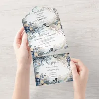 Ethereal Delicate Watercolor Serene Foliage   All In One Invitation