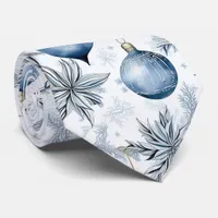 Blue Christmas Tree Ornaments Pattern Neck Tie