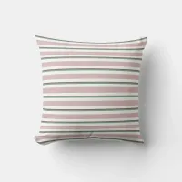 Pink and Green Stripe Throw Pillow 