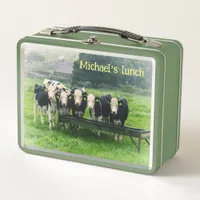 Smile please! Cute cows Metal Lunch Box