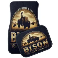 Bison Farmer in Golden Fields Car Floor Mat