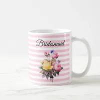 Bridesmaid Pink Rose Bouquet Personalized  Mug
