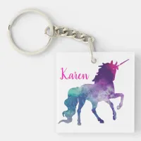 Purple Unicorn Personalized Keychain