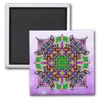 Dragonfly and Flower Themed Purple Colorful   Magnet