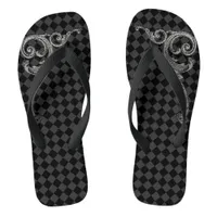 Elegant Goth Swirl Design Flip Flops