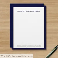 Professional Office Navy Blue Border Letterhead