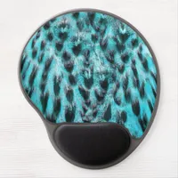 Chic animal print in blue - feathers gel mouse pad