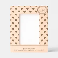 Rustic Hearts 1st Wedding Anniversary Personalized Etched Frames