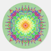 Psychedelic Zen Mandala Abstract Art  Classic Roun Classic Round Sticker