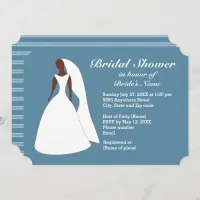 Bride in Gown Niagara Blue Bridal Shower Invite