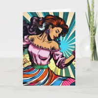 Happy Birthday Pretty Woman Dancing Salsa Pop Art Card