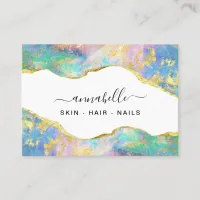 *~* AP26 OPAL Rainbow QR  Gold Glitter Ethereal  Business Card