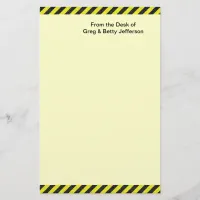 Thin Black and Yellow Diagonal Stripes Stationery