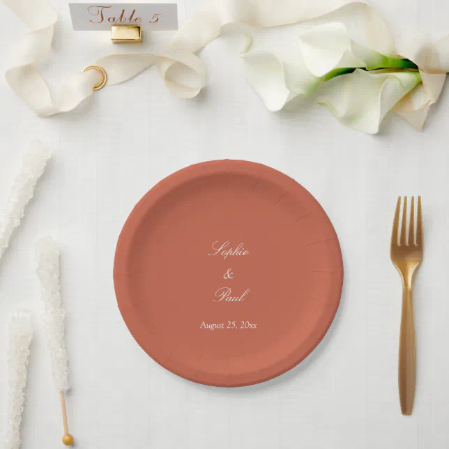 Elegant Terracotta Wedding Paper Plates