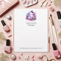 Chic Watercolor Nail Salon Letterhead