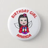 Personalized Pretty Fairy Birthday Girl Button