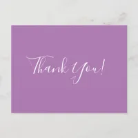 Trendy Elegant Calligraphy Lavender Thank You Postcard