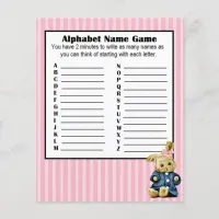 Baby Shower Alphabet Name BINGO Game Bunny Flyer