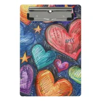 Hand Drawn Hearts & Stars Mini Clipboard