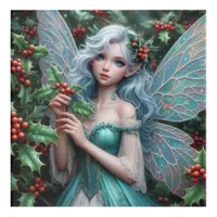 Beautiful December Fairy in Holly Acrylic Print