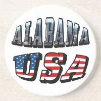 Alabama Picture and USA Flag Font Drink Coaster