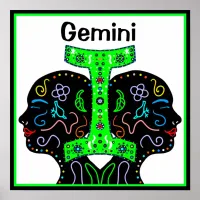 Gemini Hand  Drawn Art Horoscope Sign