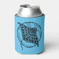 Cool Manta Ray Tribal Design Blue  Can Cooler