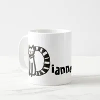 Mug - Name with Initial Cat Letter D