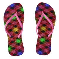 Gingham Check Multicolored Adult Flip Flops