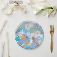 Modern abstract floral paper plates