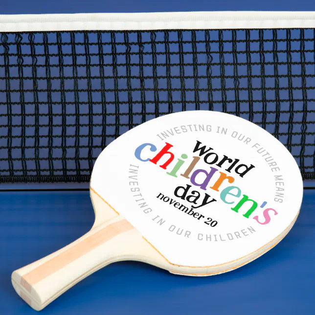 Colorful Happy World Children's Day Ping Pong Paddle