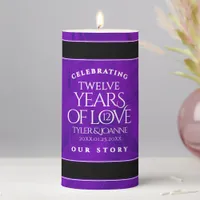 Elegant 12th Silk Wedding Anniversary Celebration Pillar Candle