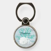 Beach Aqua Glitter Personalized Phone Ring Stand