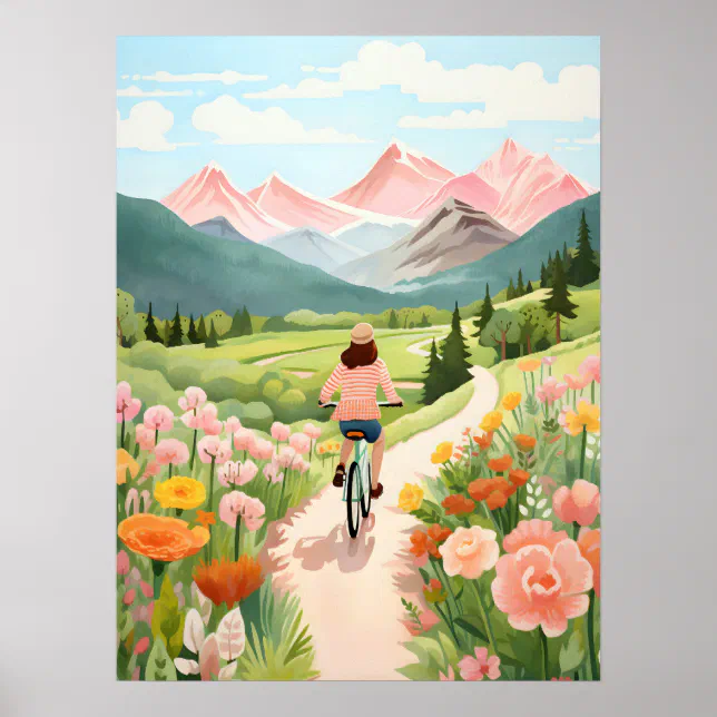 Exploring Countryside Mountain Watercolor Painting Poster