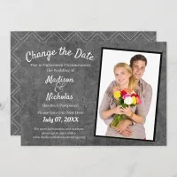 Change the Date Add Photo Wedding Grey Parchment Save The Date