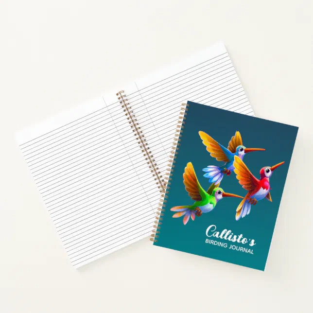Colorful Hummingbirds in Flight Notebook