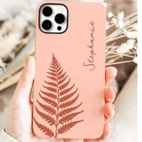 Cottagecore Terracotta Forest Fern Custom Name iPhone 16 Pro Max Case