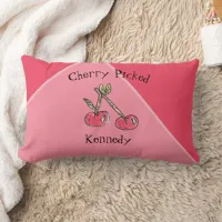 Cute Pink Cherry Teen Modern Funny Trendy Kitschy Lumbar Pillow