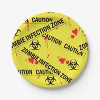 Zombie Infection Zone Caution Tape Blood Stained Paper Plates