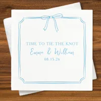 "Tie The Knot" Bow Classic Light Blue Chic Wedding Napkins