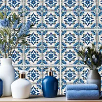 Ornate Moroccan Tile Pattern#4 Blue White ID1078