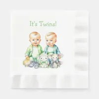 It's Twins! Cute boy twins Baby Shower Napkins