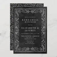 Black Silver Holly Christmas Rehearsal Dinner Invitation