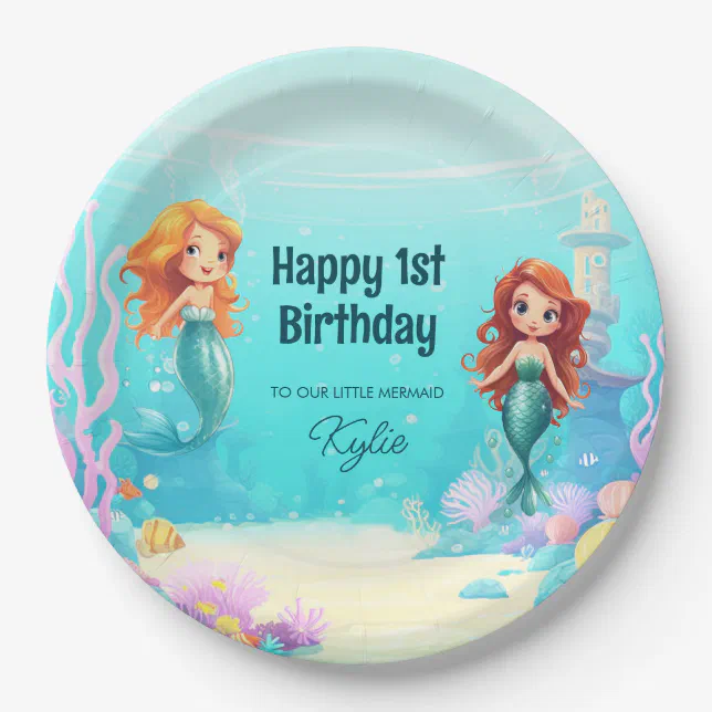 Little Mermaids Under the Sea Birthday Party Round Paper Plates