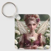 Beautiful January Fairy in Carnations Keychain