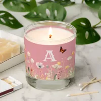 Pretty Colors Watercolor Wildflowers and Monogram Scented Candle