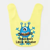 Cute Blue Cartoon Monster Funny Fun for Kids Baby  Baby Bib